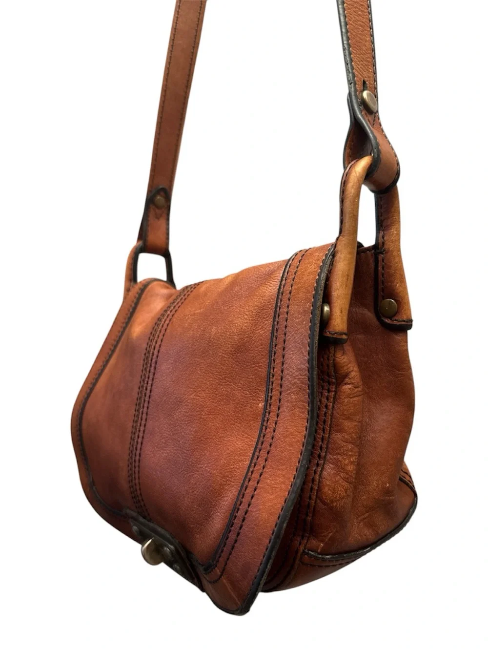 Fossil Cognac Leather Saddle Crossbody with Turn-Lock - Picture 3 of 10